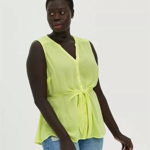 NEON LIME georgette peplum blouse